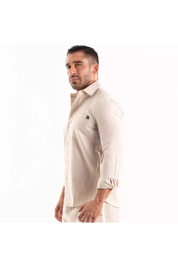 Chemise Lin Homme Beige - Élégance et Confort | TOF Paris