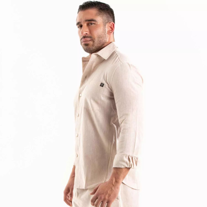 Chemise Lin Homme Beige - Élégance et Confort | TOF Paris