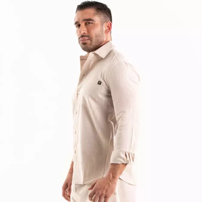Chemise Lin Homme Beige - Élégance et Confort | TOF Paris