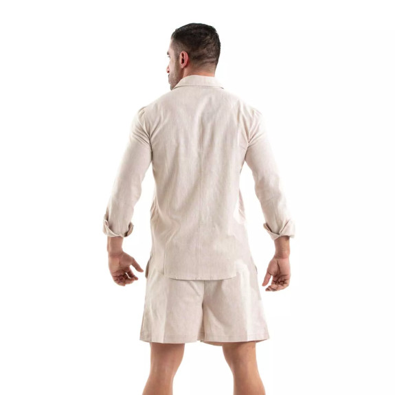 Chemise En Lin A Manches Longues Beige