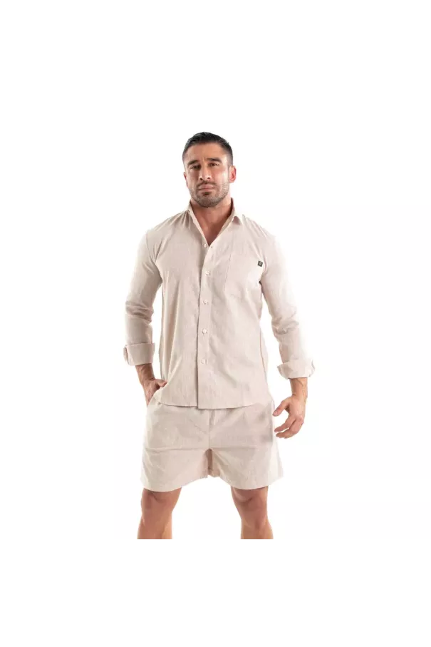 Chemise Lin Homme Beige - Élégance et Confort | TOF Paris