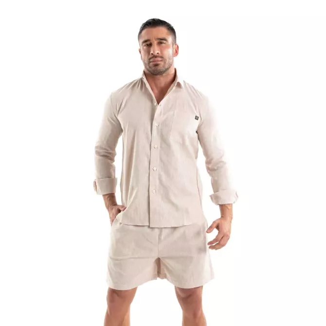 Chemise Lin Homme Beige - Élégance et Confort | TOF Paris