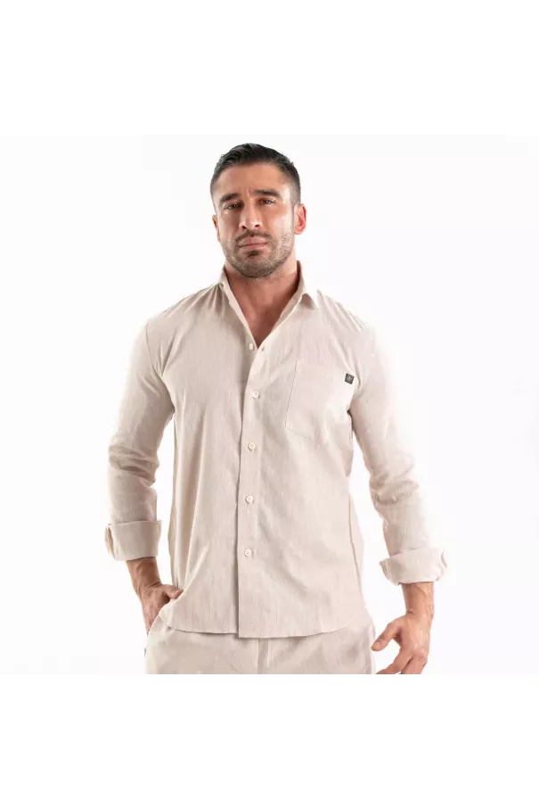 Chemise Lin Homme Beige - Élégance et Confort | TOF Paris
