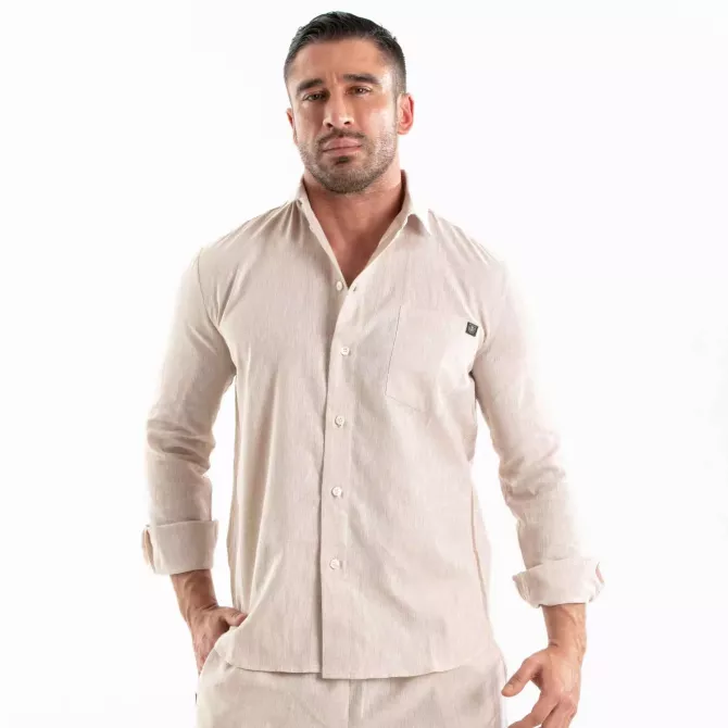 Chemise Lin Homme Beige - Élégance et Confort | TOF Paris