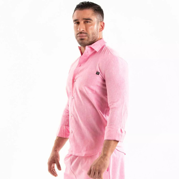 Linen Long Sleeve Shirt Pink