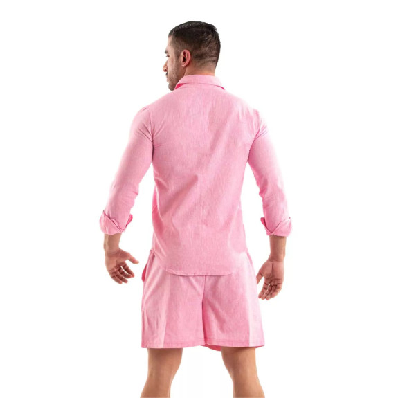 Chemise En Lin A Manches Longues Rose