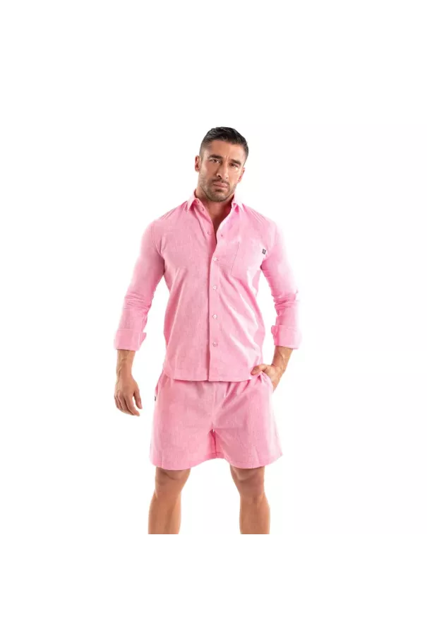 Chemise Lin Homme Rose - Élégance et Confort | TOF Paris