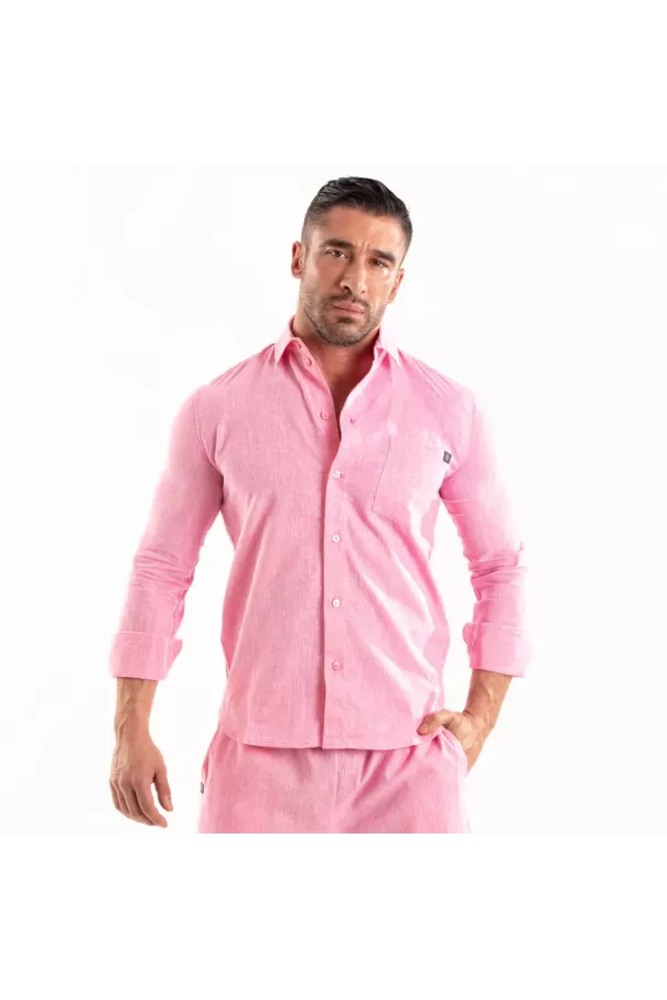 Chemise Lin Homme Rose - Élégance et Confort | TOF Paris
