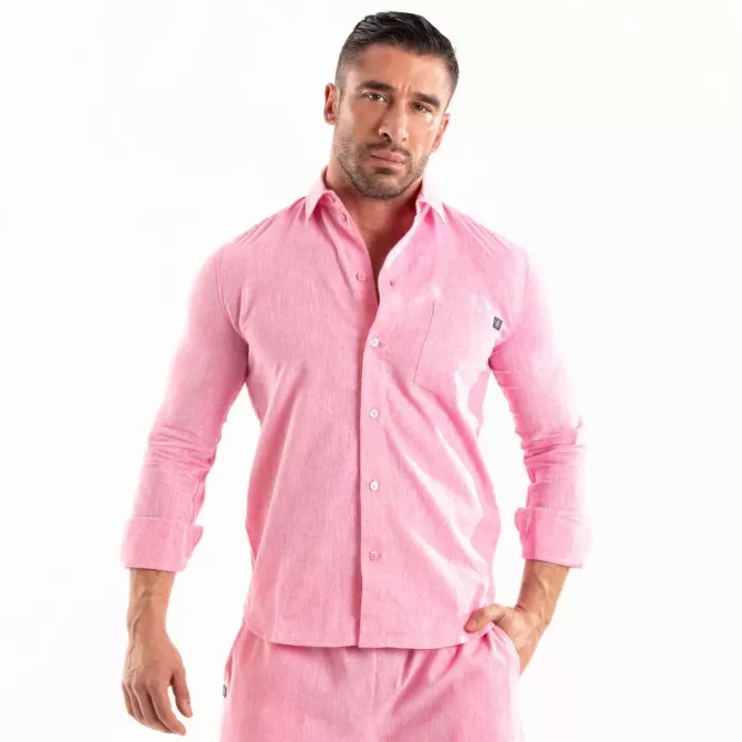 Chemise Lin Homme Rose - Élégance et Confort | TOF Paris