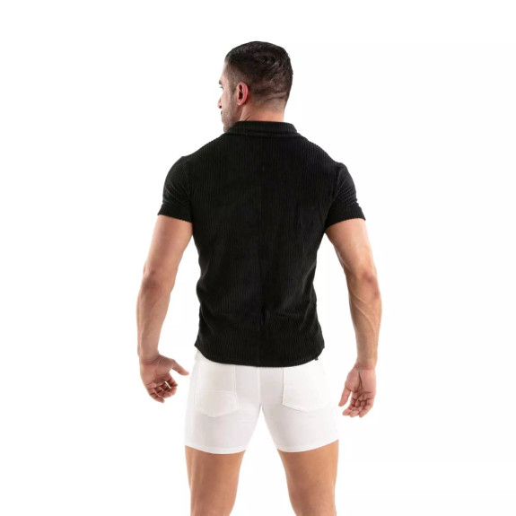 Chemise Tricotée En Velours Côtelé Noir