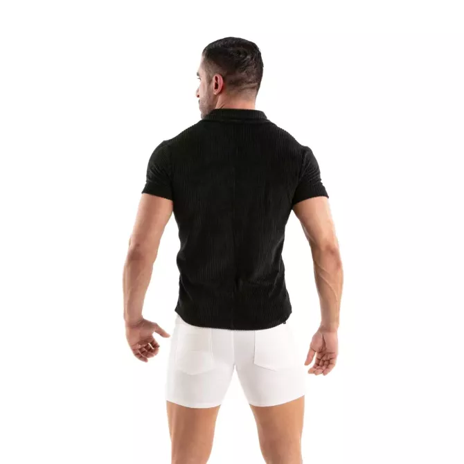 Chemise Tricotée En Velours Côtelé Noir