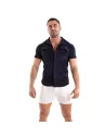 Chemise Tricotée En Velours Côtelé Bleu Marine