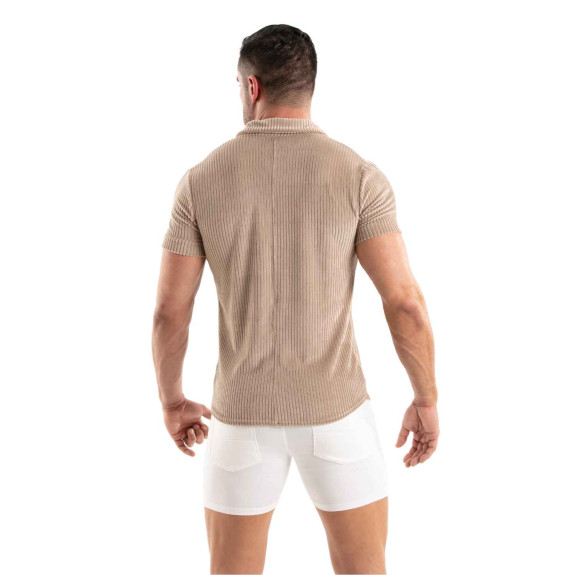 Chemise Tricotée En Velours Côtelé Sable