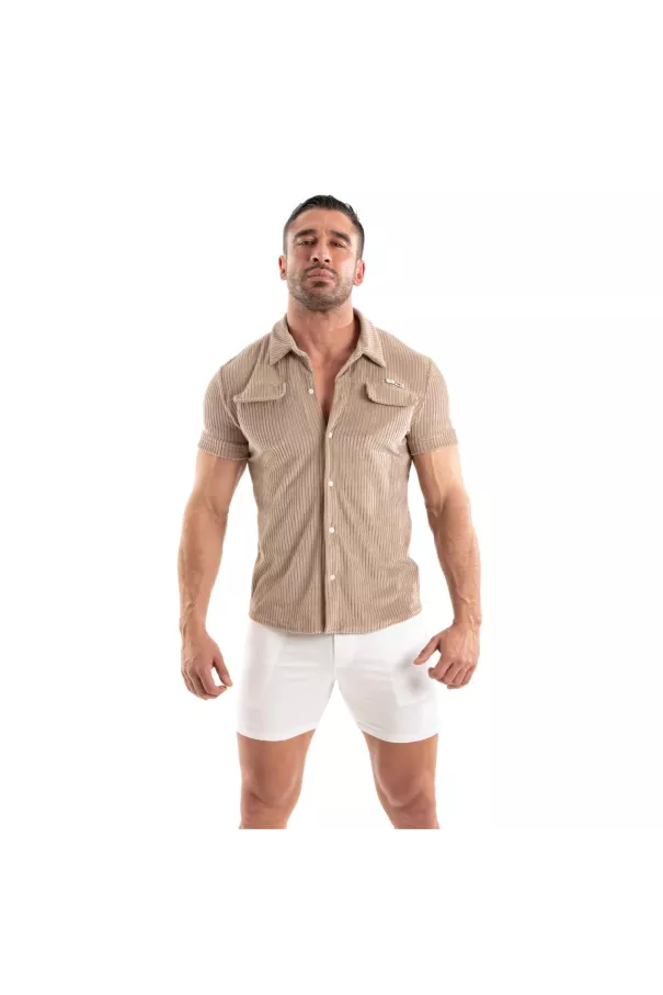 Chemise Tricotée En Velours Côtelé Sable