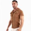 Chemise Tricotée En Velours Côtelé Camel