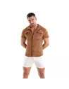 Chemise Tricotée En Velours Côtelé Camel