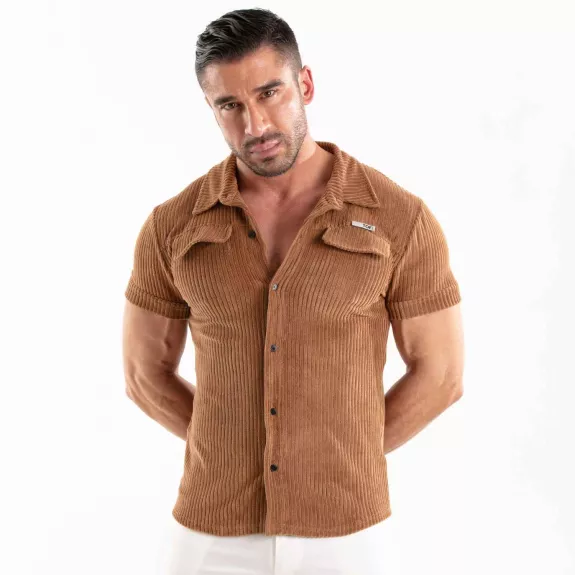 Knitted Corduroy Shirt Camel