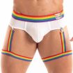 Le Slip Pride Blanc Avec Des Harnais De Jambes Arc En Ciel