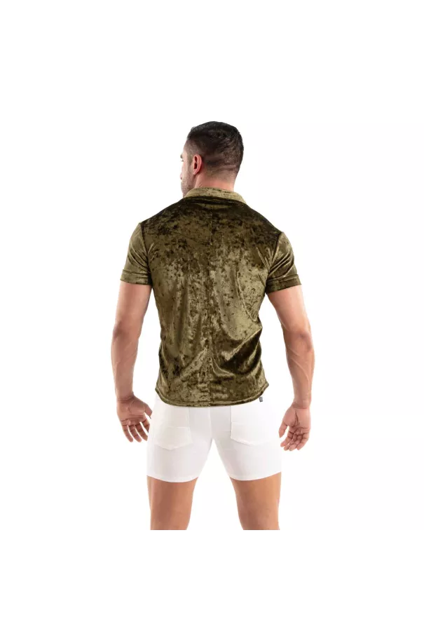Chemise En Velours Froissé Kaki
