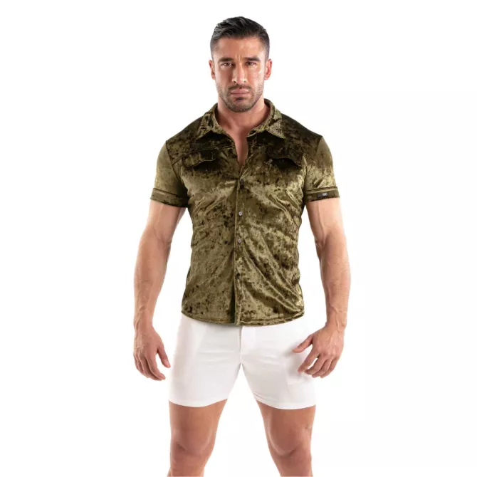 Chemise En Velours Froissé Kaki