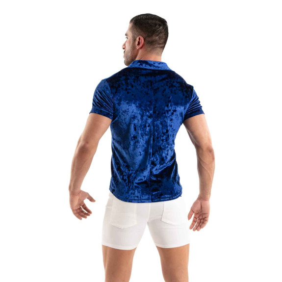 Crushed Velvet Shirt Blue