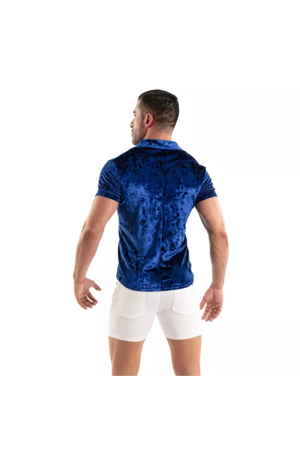 Chemise En Velours Froissé Bleu