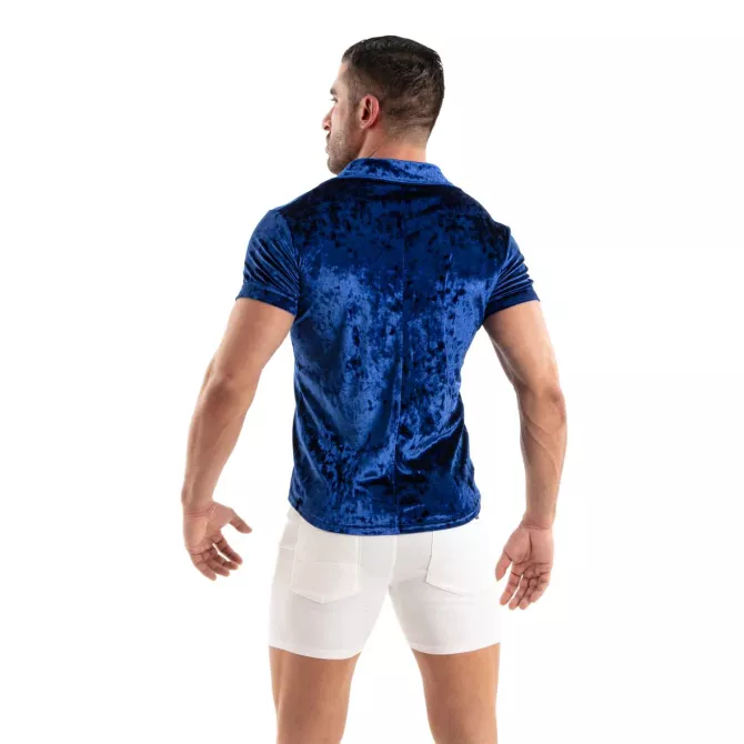Crushed Velvet Shirt Blue