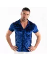 Chemise En Velours Froissé Bleu