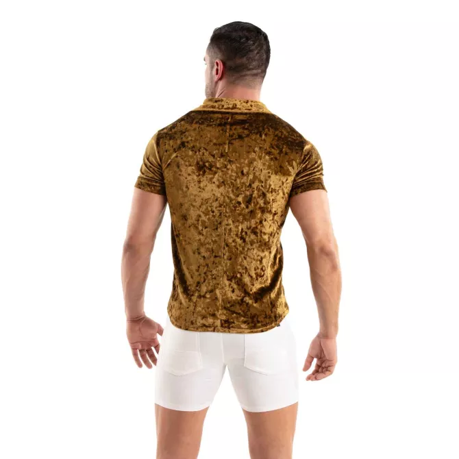 Crushed Velvet Shirt Gold