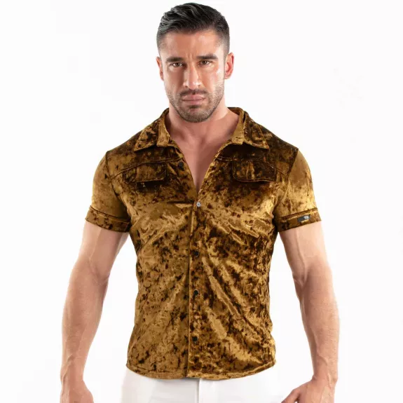 Chemise En Velours Froissé Or