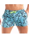 Short De Bain Imprimé Mi-Cuisse Bleu