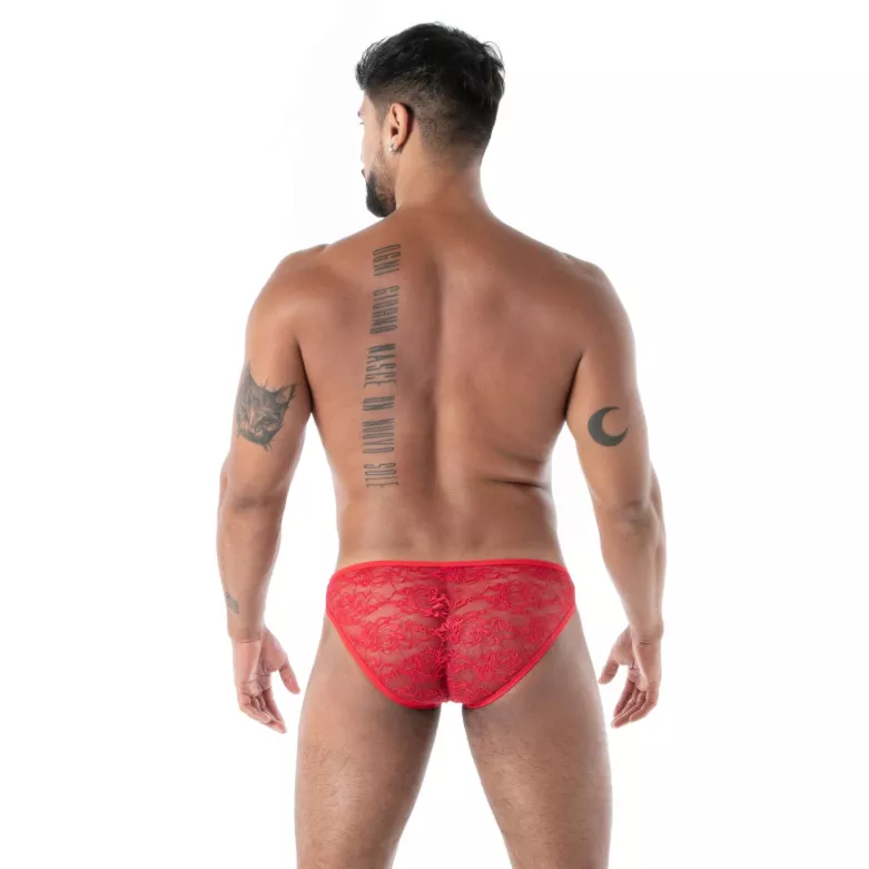 The Fluid Lace Minibriefs Red By TOF Paris