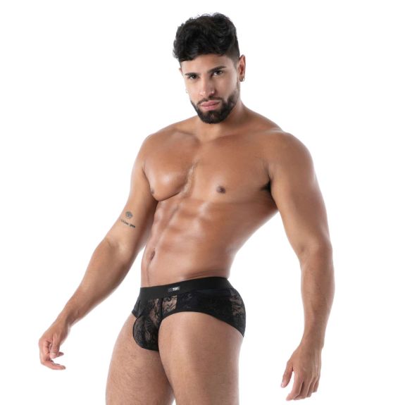 Fluid lace pocket brief black