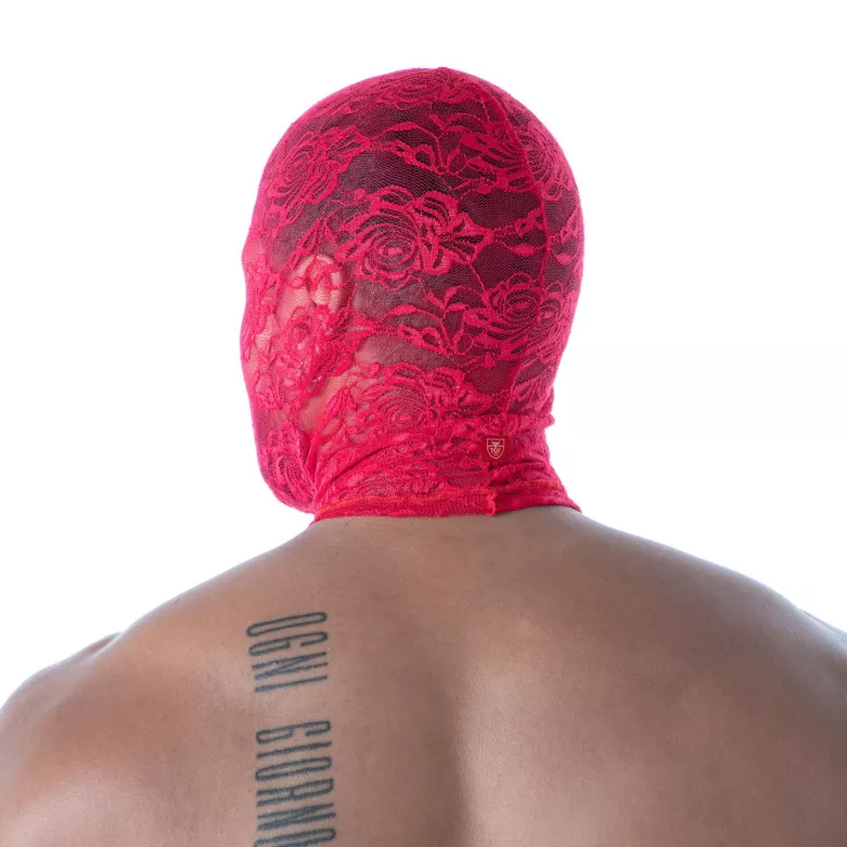 La Cagoule Bouche Ouverte en Dentelle Fluide Rouge de TOF Paris