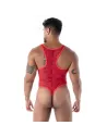body string en dentelle rouge de dos