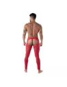 Legging ouvert en dentelle rouge de face de dos