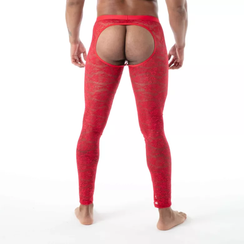 The fluid lace open legging red by TOF Paris