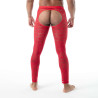 Legging ouvert en dentelle rouge de face de dos zomm produit