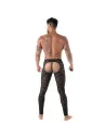 Legging ouvert en dentelle noir de dos