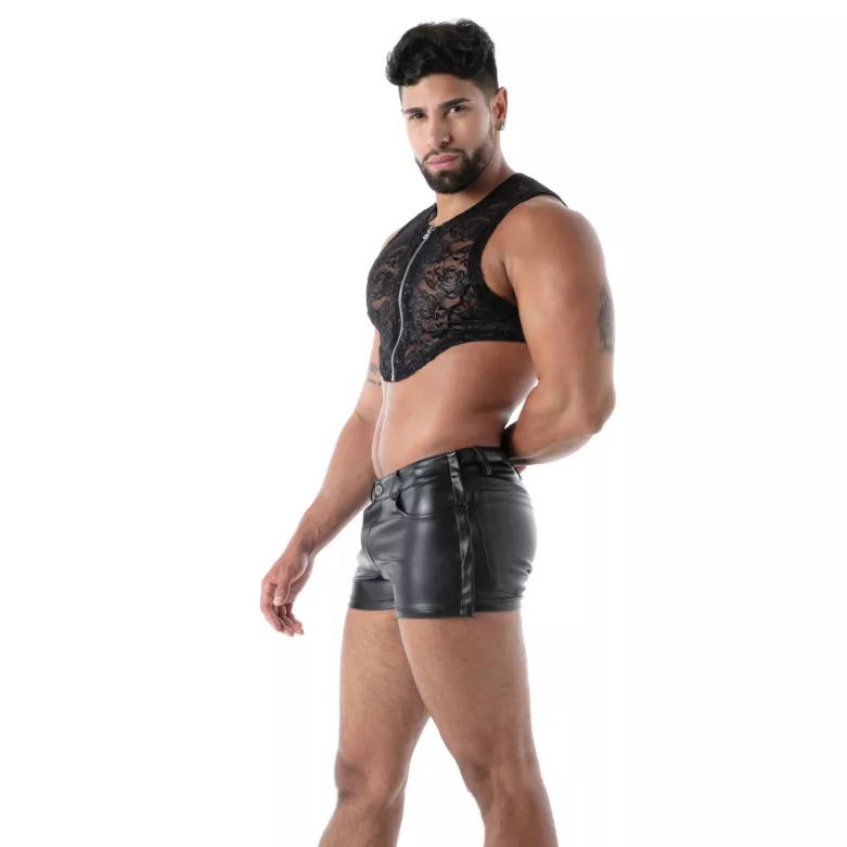 The Fluid Lace Zipped Crop top For Men