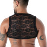 Vu de dos du Crop top Zippé en Dentelle Fluide Noire