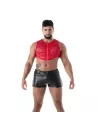 Crop Top Zippé en Dentelle Fluide Rouge