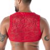 Crop Top Zippé en Dentelle Fluide Rouge