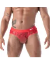 Slip à poche en dentelle rouge zoom produit