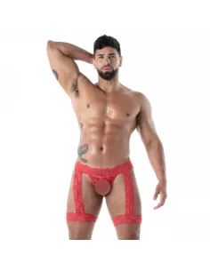 jambières en dentelle rouge pour homme