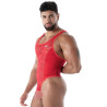 Men with the new fluid lace open bodythong red