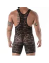 Le body de lutte ouvert avec poche en dentelle noir zoom produit de dos