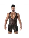Le body de lutte ouvert avec poche en dentelle noir