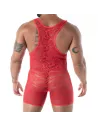 Le body de lutte ouvert avec poche en dentelle rouge zoom produit de dos