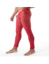 Legging ouvert en dentelle rouge de profil